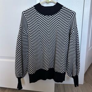 Black and White Striped Men's Sweater